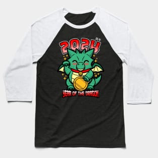 2024 Lucky Dragon Kawaii New Year Of The Dragon Cartoon Baseball T-Shirt